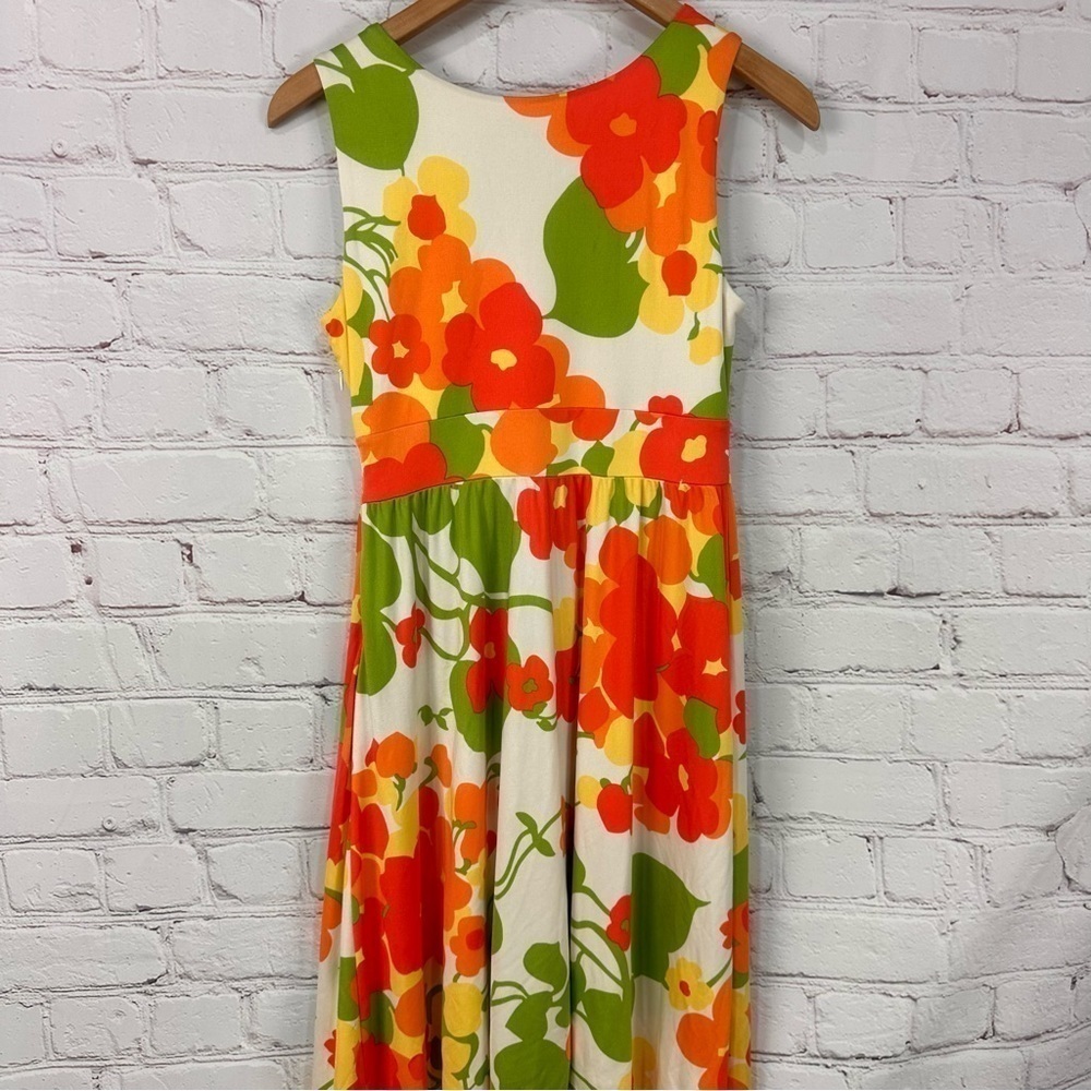 Tommy Bahama women’s dress sleeveless colorful bold floral stretchy orange green - Picture 3 of 9